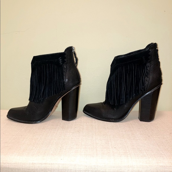 Cynthia Vincent Fringe Ankle Boots - Picture 4 of 11